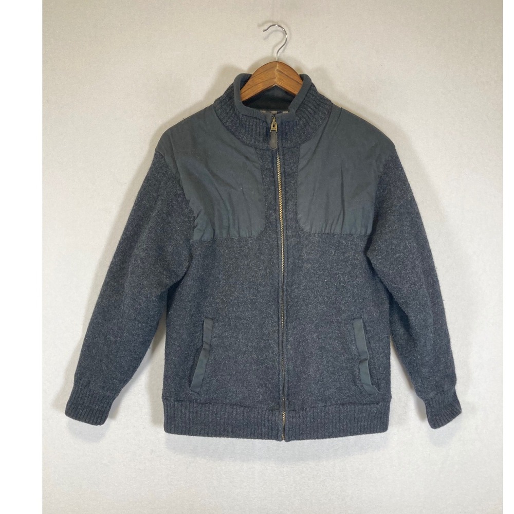 Rugged Heritage Orvis Mens Med Charcoal Gray 100% Wool Full Zip Shooting Jacket